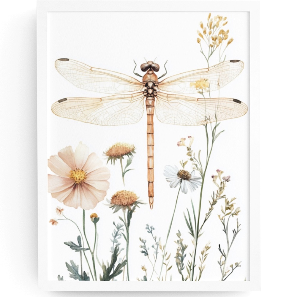 Watercolor Dragonfly Wall Art Illustration Print Poster Unframed